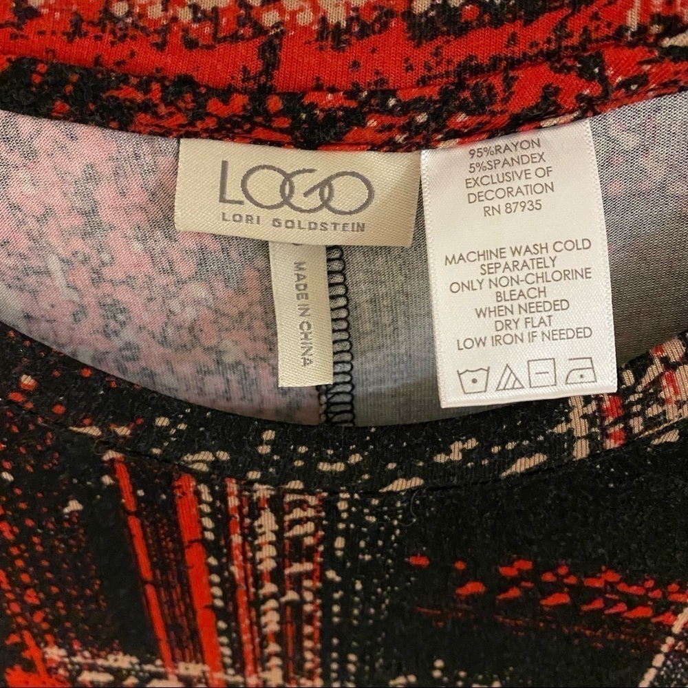 LOGO by Lori Goldstein Plaid Tunic Top Red Black Small - Picture 4 of 7